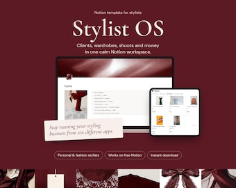 Stylist OS Notion Template, Fashion Stylist CRM, Client & Wardrobe Tracker (Digital Download)