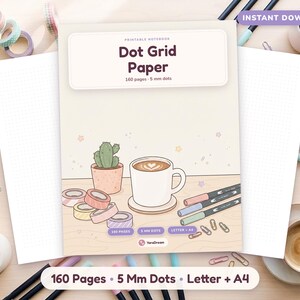 Dot Grid Paper Printable, 160 Pages of 5mm Dotted Bullet Journal Paper