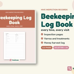 Beekeeping Log Book Printable, Hive Inspection Record for Beekeepers