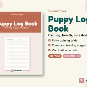 Puppy Training Log Book stampabile, Potty Progress e primo anno record