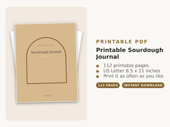 Printable Sourdough Journal | Starter Log, Bake Record (PDF Download)