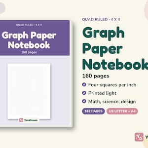 Graph Paper Printable, 160 Pages of Quad Ruled 4x4 Grid