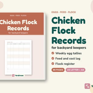 Record di pollo gregge stampabile, produzione di uova e registro coop