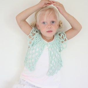 PATTERN Toddler Baby Girl Clothes Sweater Shrug Shirt, Crocheted, Lovers Knot 105 image 1