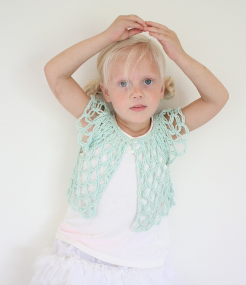 PATTERN Toddler Baby Girl Clothes Sweater Shrug Shirt, Crocheted, Lovers Knot 105 image 1