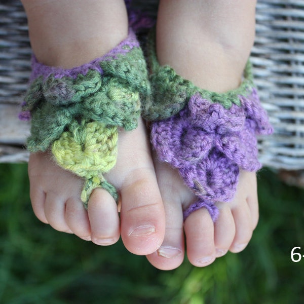 PATTERN Baby Crocheted Barefoot Sandal, Crocheted, Shoe, Girl, Crocodile Stitch #302