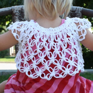 PATTERN Toddler Baby Girl Clothes Sweater Shrug Shirt, Crocheted, Lovers Knot 105 image 3