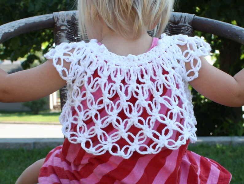 PATTERN Toddler Baby Girl Clothes Sweater Shrug Shirt, Crocheted, Lovers Knot 105 image 3