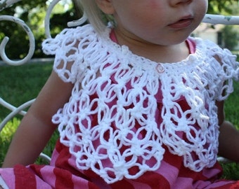 Baby Girl Clothes- The Rosie Crochet Sweater/ Shrug Pattern, Crocheted, Lovers Knot, Solomon's Knot- PDF #105