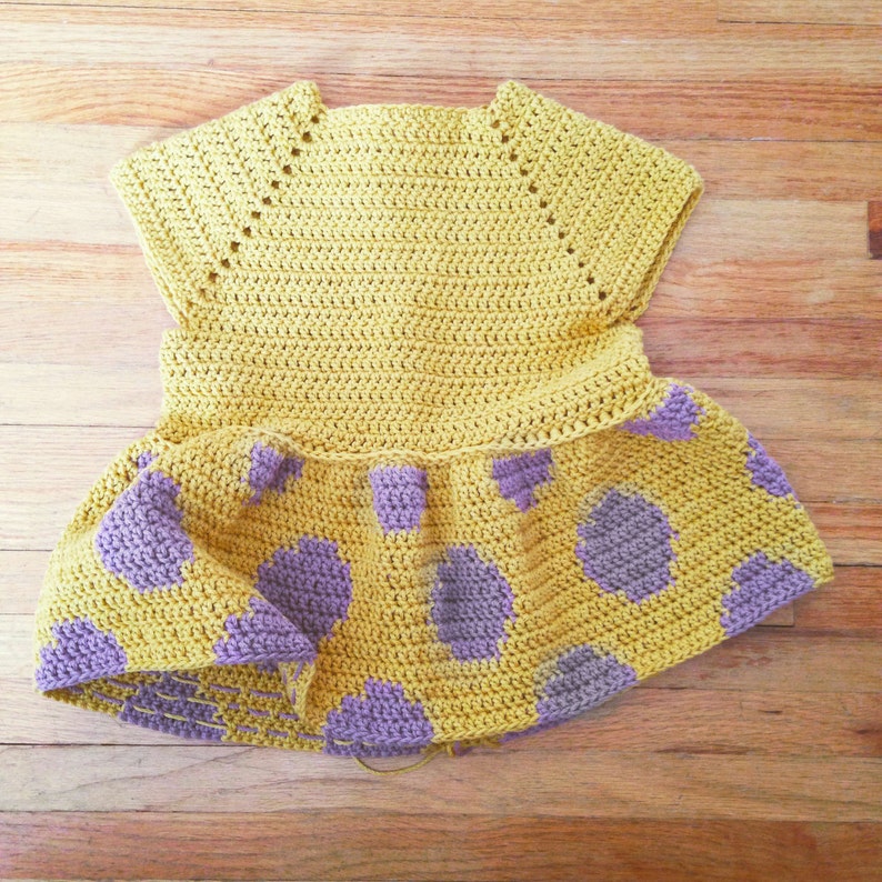 Crochet Sweater Pattern Baby Girl Clothes Girls Polka Dot Tunic baby girl clothes Girls Sweater Crochet Pattern Top Down Shrug Pattern 104 image 2