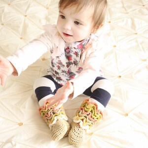 Crochet Bootie PATTERN, Baby Booties Clothes Tall 'Gracie' Ruffle Boots Baby Girl Shoes Slippers 303 image 2