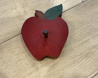 Vintage Primitive Wooden Apple Wall Hook Hanger Country Cottagecore Decor 5”