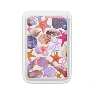 Pastel Seashells MagSafe Wallet | Vegan Card Holder