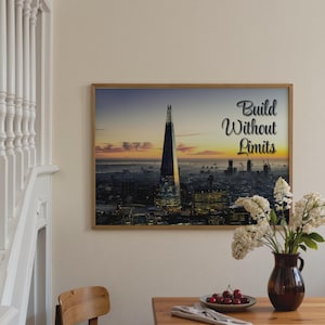Baue ohne Grenzen – Londoner Shard-Skyline als Motivationsposter, Bürowandbild