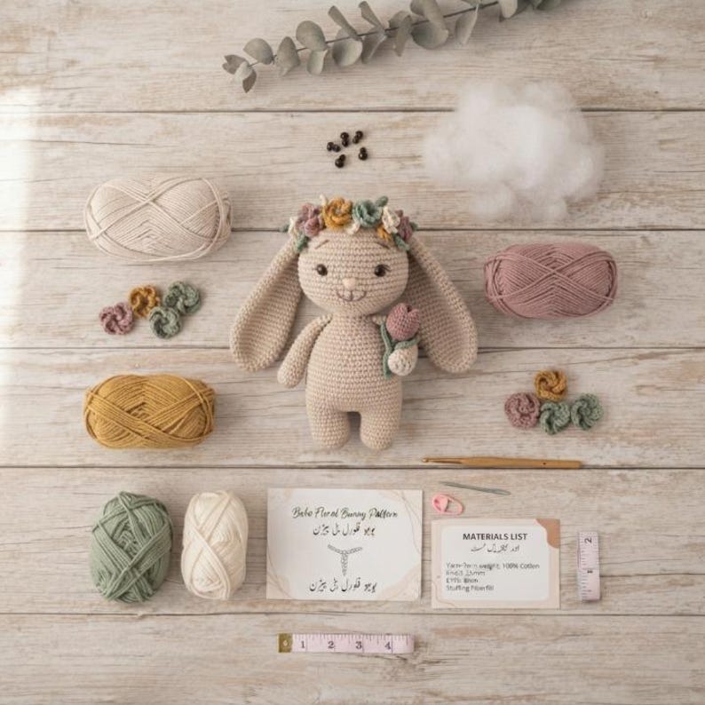 Small Crochet Rabbit Crochet Bunny Doll Pattern, Amigurumi Rabbit With Floral Crown PDF ...