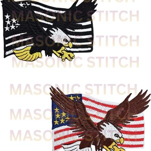 2Pcs American Flag Eagle Patches – Patriotic Bald Eagle Embroidered Iron-On or Sew-On Appliques – USA Flag Patches for Jackets, Vests