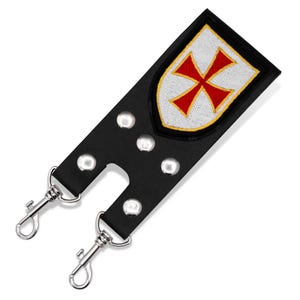 Porta-cintura massonico da cavaliere templare - Porta-fodero in pelle di alta qualità con toppa ricamata a croce rossa