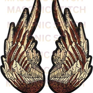 Brown Angel Wings Embroidered Patch – Large Iron-On/Sew-On Wing Patch for Jackets, Vests, Jeans & Backpacks – Durable Stitching