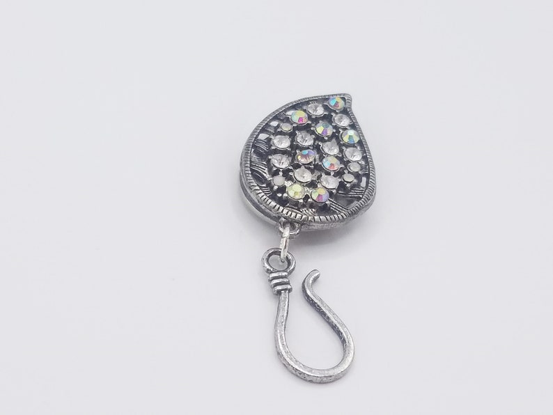 Magnetic Portuguese knitting pin tear drop with rhinestones