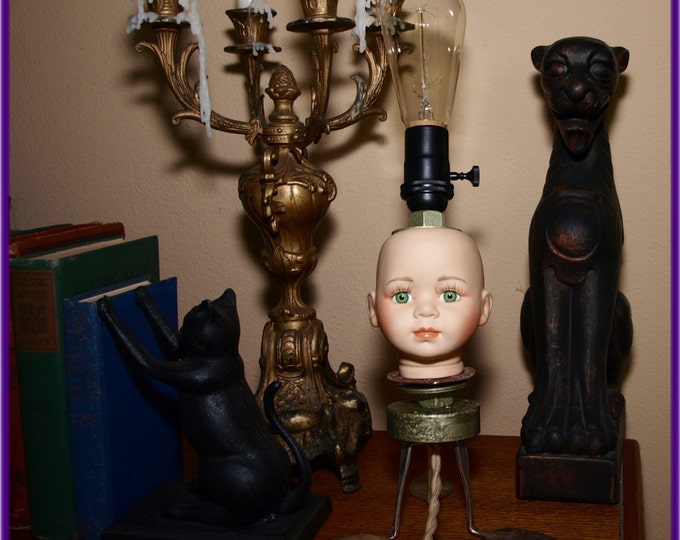 Horror/goth Doll Head Lamp Etsy
