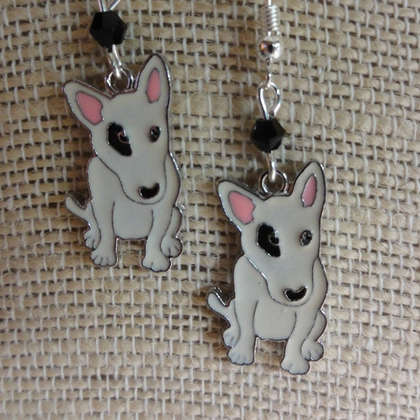 Bull Terrier Enamel Earrings