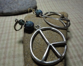 Peace Earrings with Denim Design