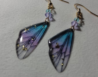 Blue and Purple Fairy Wing Earrings