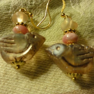 Pink Bird Earrings
