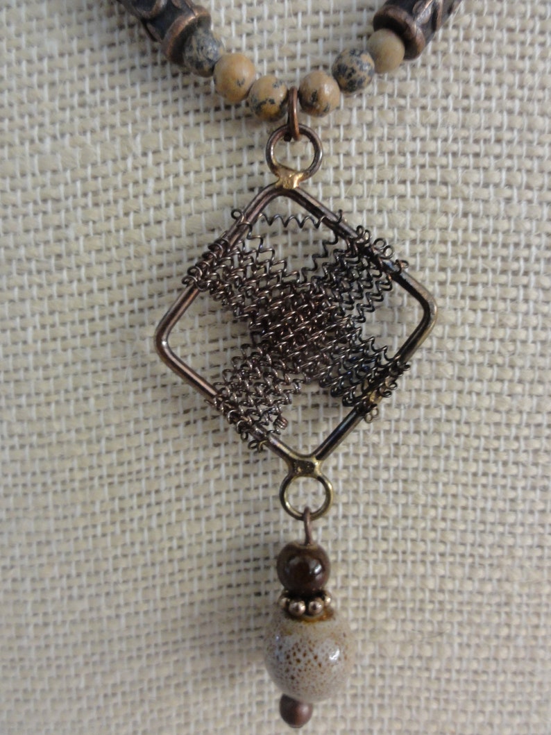 Copper and Wire Beaded Necklace