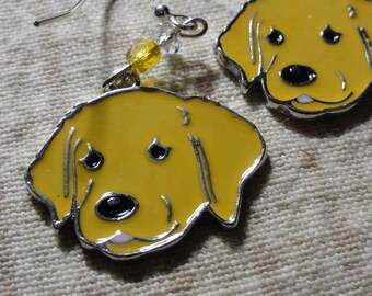 Yellow Labrador Retriever Enamel Earrings