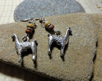 Alpaca or Llama Earrings with Jasper Beads