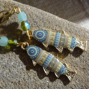 Sage Green Fish Earrings