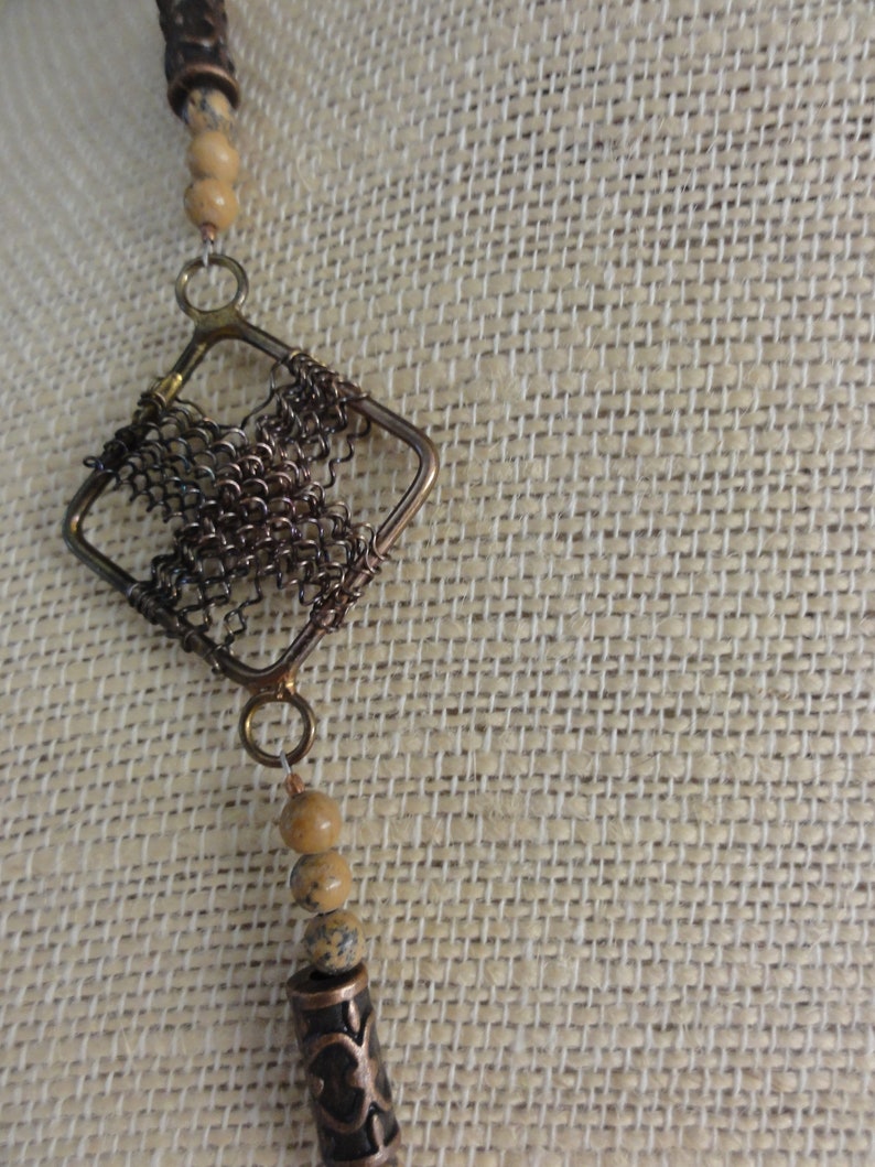 Copper and Wire Beaded Necklace