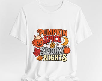 Maglietta "Pumpkin Spice & Spooky Nights" / Maglietta grafica autunnale di Halloween