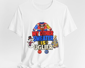 Maglietta "Il mio altro maglione è più brutto" / Maglietta con grafica "Maglione natalizio brutto"