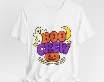 Maglietta di Halloween Boo Crew / Maglietta con grafica Fantasma Zucca Luna