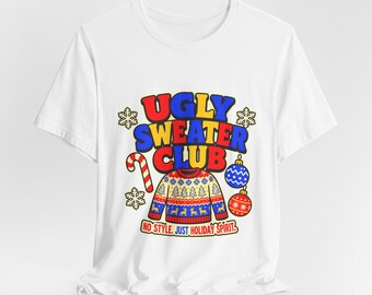 Maglietta del Club dei Maglioni Brutti / Grafica per Maglioni Natalizi, Ornamenti a Bastoncini di Zucchero