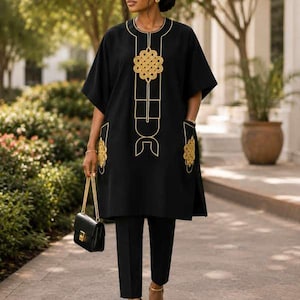 black and gold dress over pants African - Etsy silver rhythm dress
