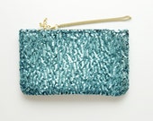 35off BRIGHT / Blue sequin holiday clutch with removable chainstrap - Ready to Ship-Spring sample sale