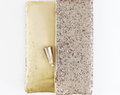 Reserved for Grace /  OPAL / Cream gold sequin & Gold velvet folded clutch bag - Ready to Ship