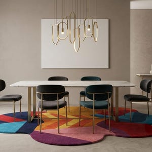 Irregular Modern Tufted Area Rug, Abstract Color Block Shape Rug, Colorful Geometry Living Room Rug, Hand Tufted Wool Aesthetic Rug Decor