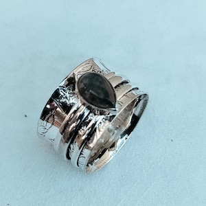 Boho Fidget Jewelry ,Handmade Sterling Silver, Labradorite Spinner Ring, Gemstone rings, meditation band