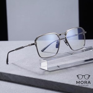 Men's Folding Titanium Glasses Frame, Lightweight Rectangular Eyeglasses, Blue Light Blocking Business Optical Frame for Men, Gift for Him