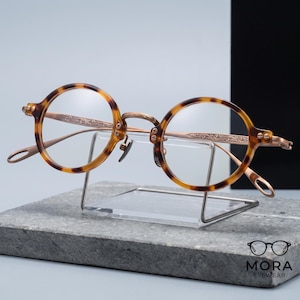 Vintage Small Round Titanium Eyeglasses, Ultra Lightweight Acetate Frame, Retro Blue Light Glasses, Minimalist Optical Frame Men Women