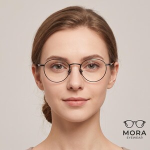 Brillen op sterkte, ronde monturen van puur titanium voor mannen en vrouwen, lichtgewicht retro metalen montuur