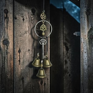 Witch Bells Door Hanger – Protective Witchcraft Bell Wind Chime for Door Knob, Entryway, Home Décor & Spiritual Protection Ornament