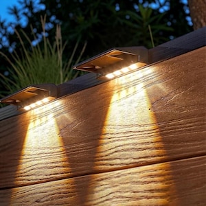 Solar Fence Lights Outdoor Waterproof 2 Pack LED Wall Lights Solar Deck Lights Garden Path Fence Post Patio Yard Lighting