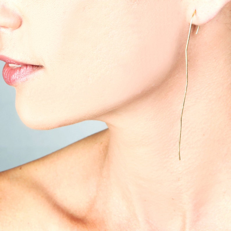 Statement Jewelry Boho Earring Modern Earrings Long Earrings Unique Earrings Gold Statement Earrings Long Wire Earrings Gold Earrings