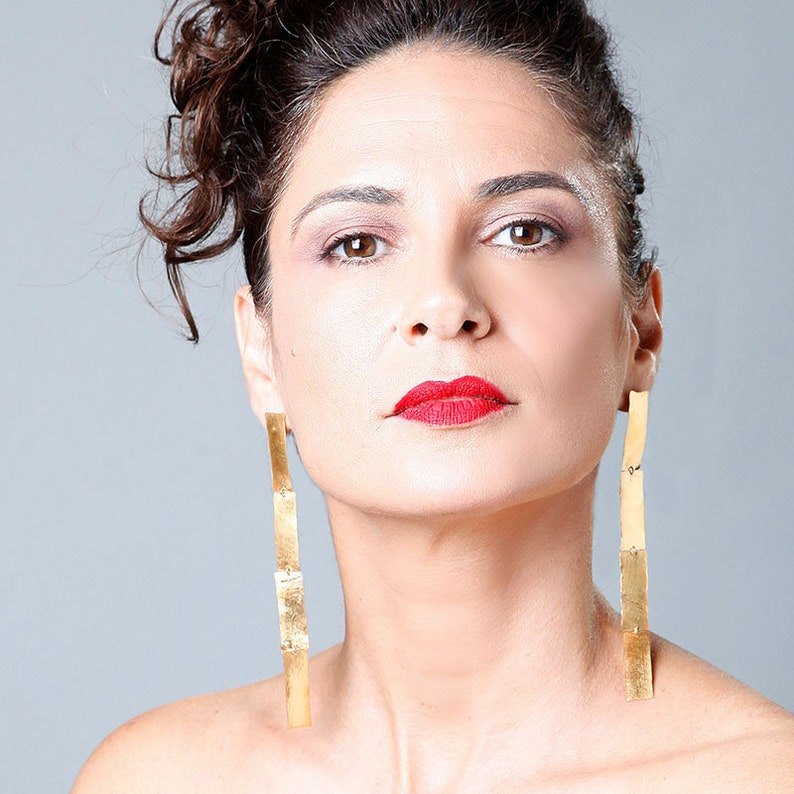 Statement Earrings Modern Earrings Gold Dangle Earrings Etsy