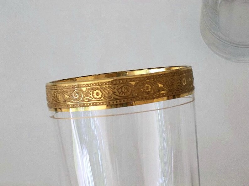 Vintage embossed 22kt gold rim glasses set of 4 tumblers Etsy